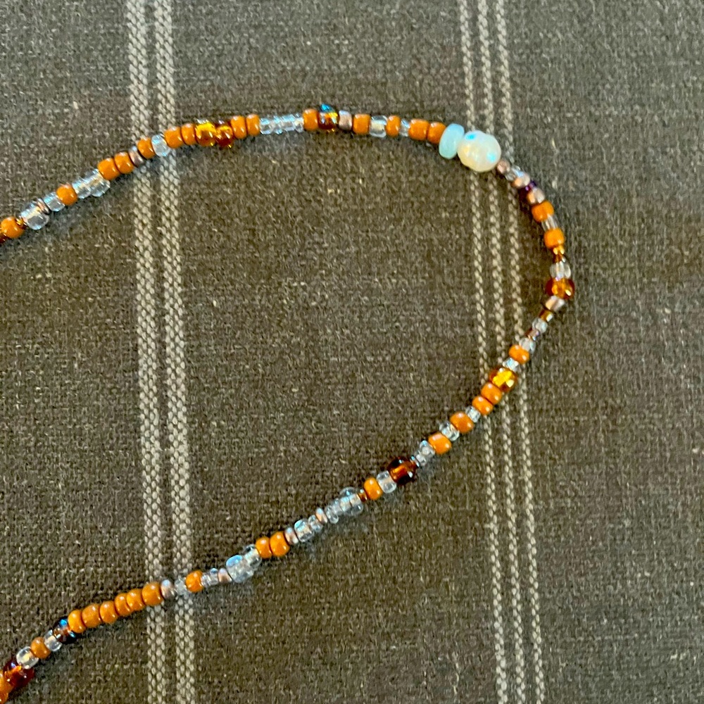 Handmade bead necklace with pearl